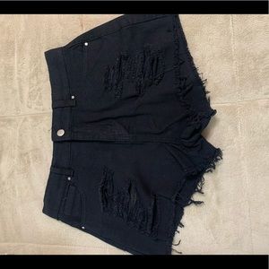 black denim shorts